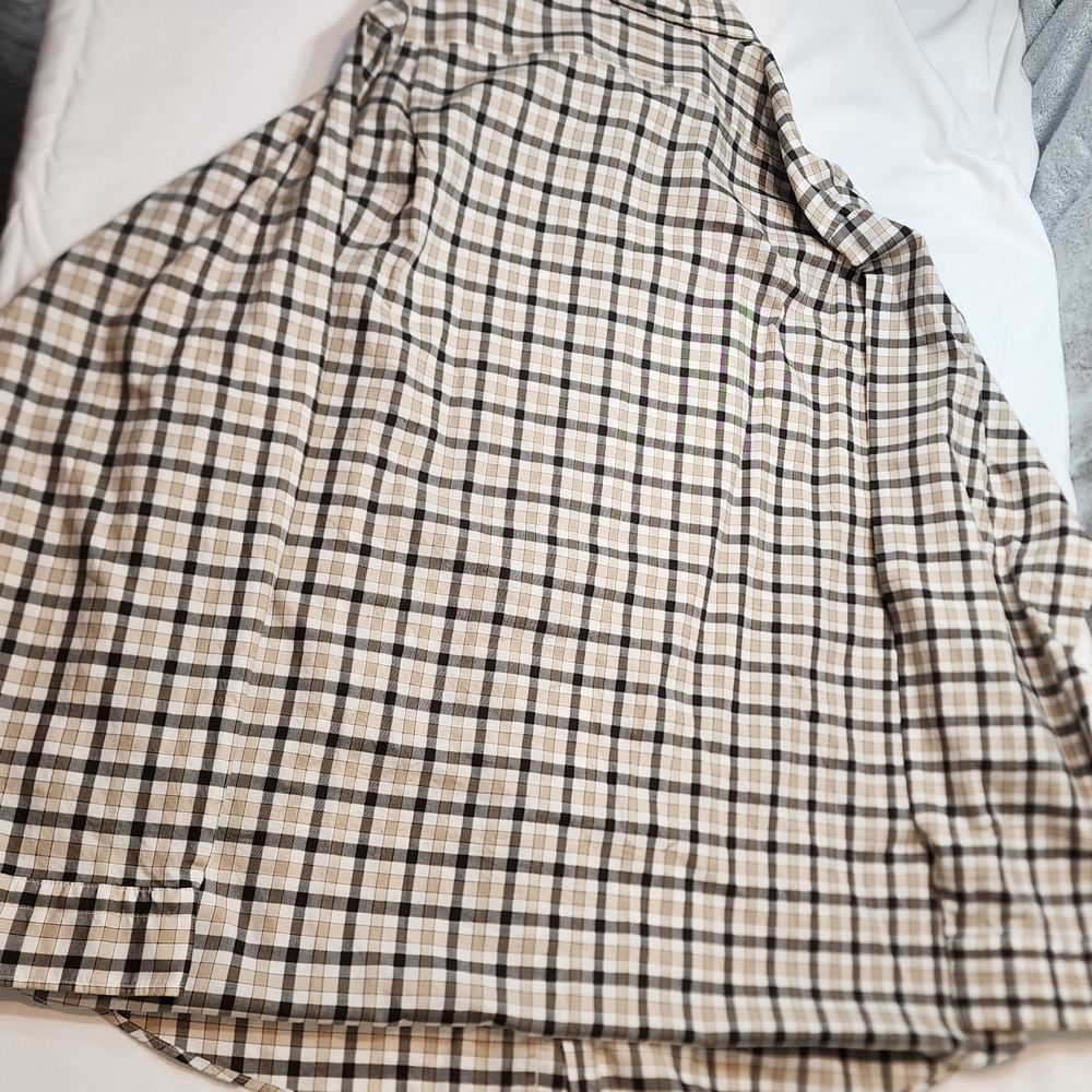 Daniel Cremieux Beige and Black Plaid Casual Button Down Shirt NWT - Picture 3 of 9